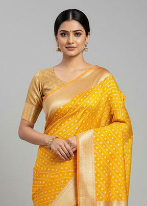 Orange Kora Silk Saree With Blouse Piece
