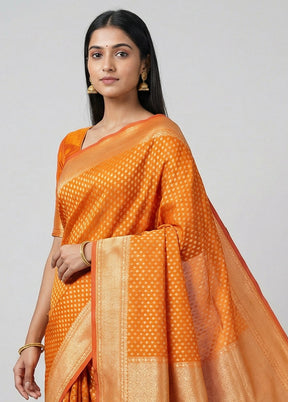 Yellow Kora Silk Saree With Blouse Piece