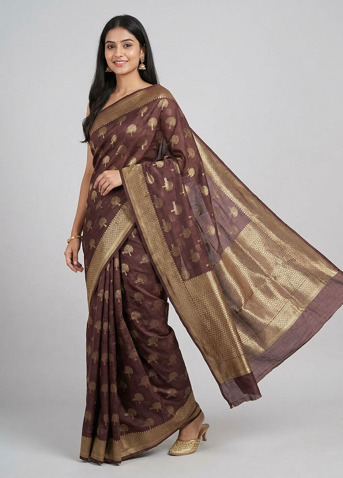 Purple Kora Silk Saree With Blouse Piece