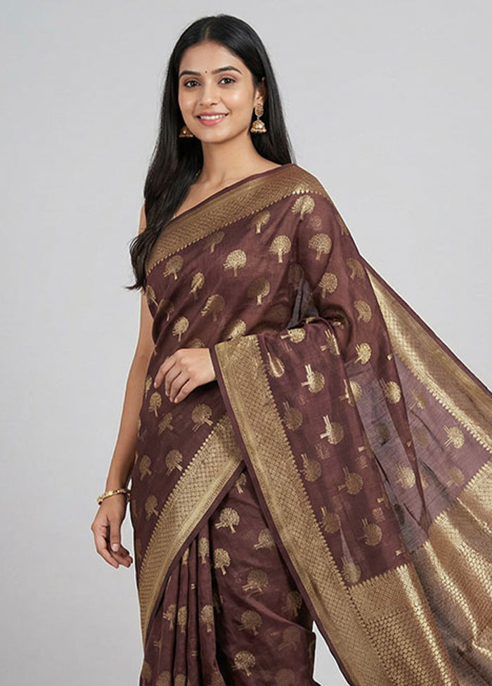 Purple Kora Silk Saree With Blouse Piece