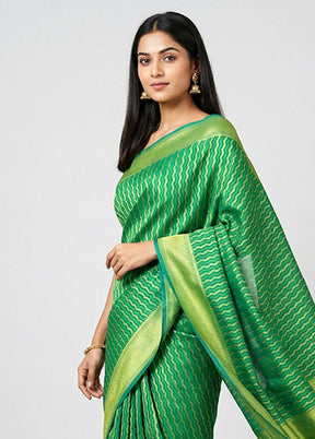 Green Kora Silk Saree With Blouse Piece