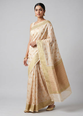 Pink Kora Silk Saree With Blouse Piece
