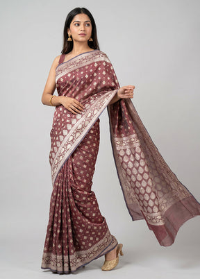 Purple Kora Silk Saree With Blouse Piece
