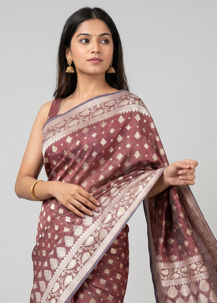 Purple Kora Silk Saree With Blouse Piece