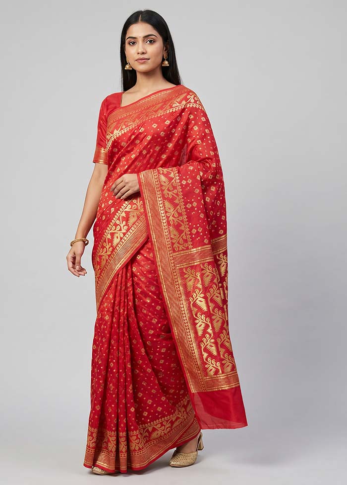 Pink Jamdani Cotton Saree Without Blouse Piece