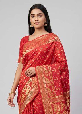 Pink Jamdani Cotton Saree Without Blouse Piece