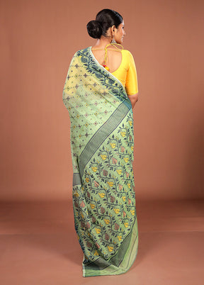 Green Jamdani Cotton Saree Without Blouse Piece