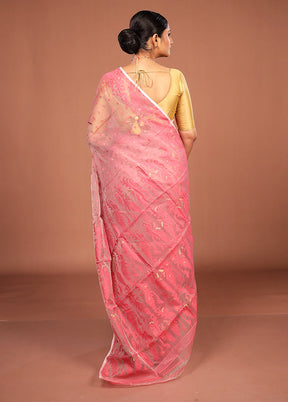 Pink Pure Cotton Jamdani Saree Without Blouse Piece
