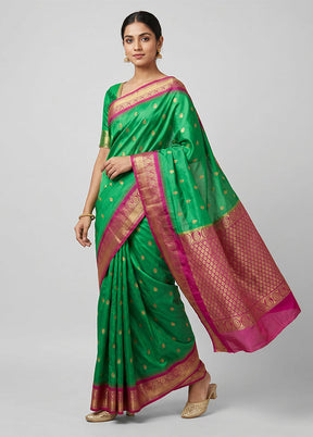 Pink Gadwal Silk Saree Without Blouse Piece