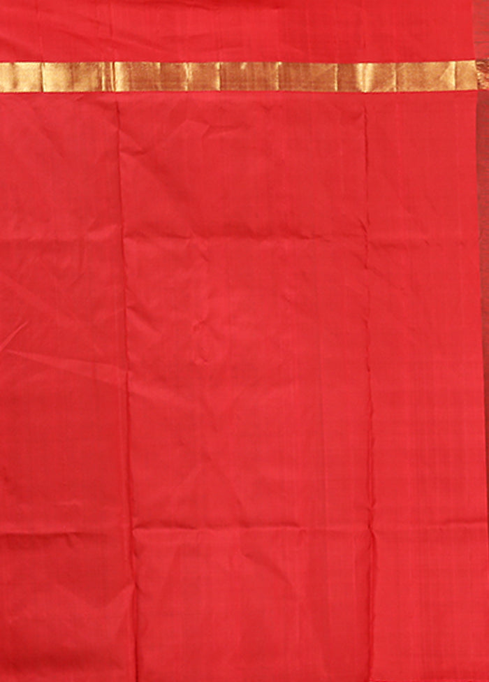 Cream Handloom Kanjivaram Pure Silk Saree With Blouse Piece