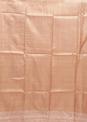 Cream Printed Pure Silk Saree Without Blouse Piece