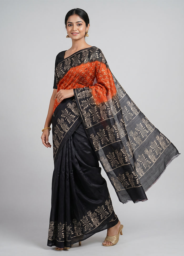 Maroon Printed Silk Saree Without Blouse Piece