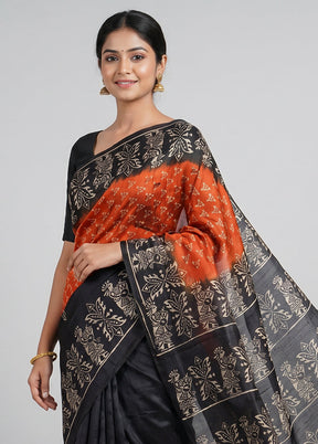 Maroon Printed Silk Saree Without Blouse Piece