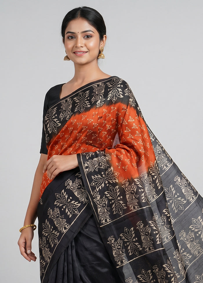Maroon Printed Silk Saree Without Blouse Piece