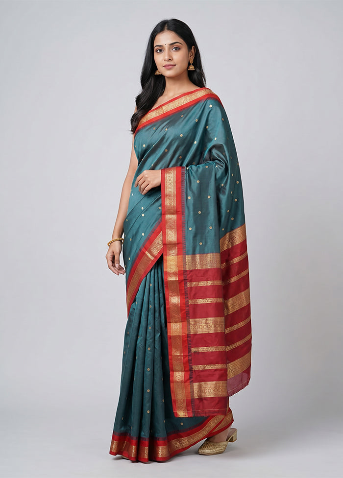 Green Kanjivaram Silk Saree With Blouse Piece