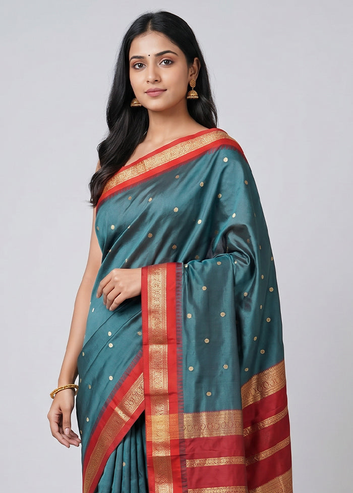 Green Kanjivaram Silk Saree With Blouse Piece