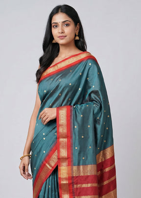Green Kanjivaram Silk Saree With Blouse Piece