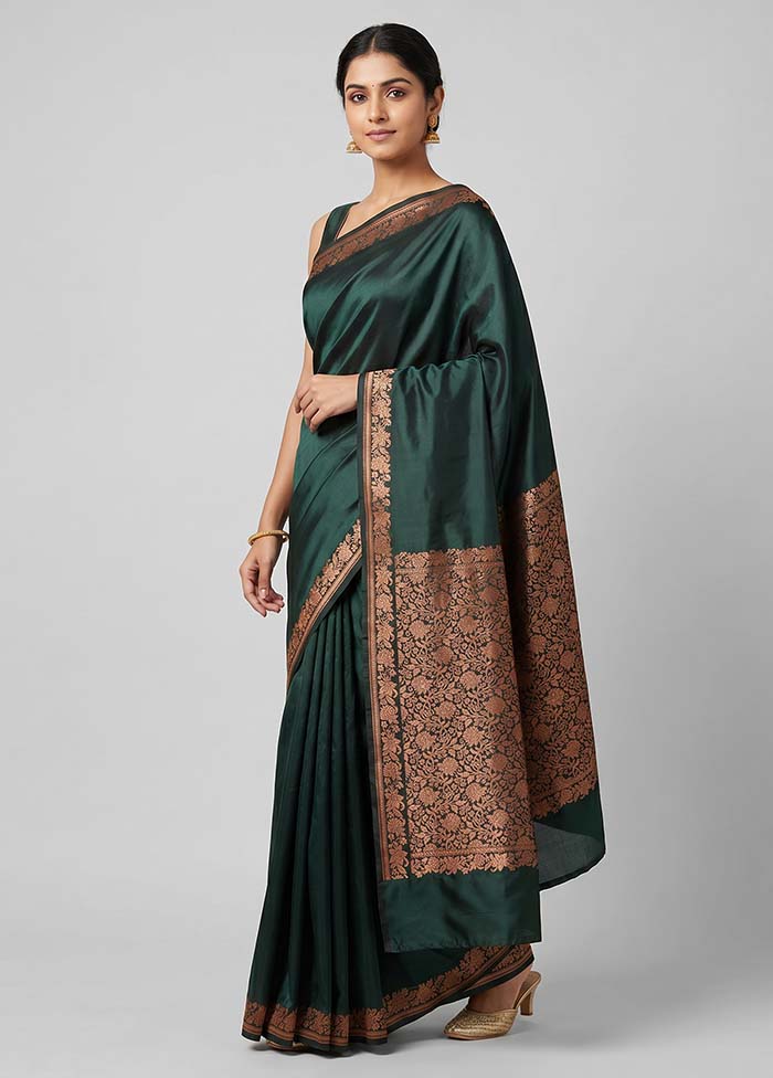 Black Banarasi Silk Saree With Blouse Piece
