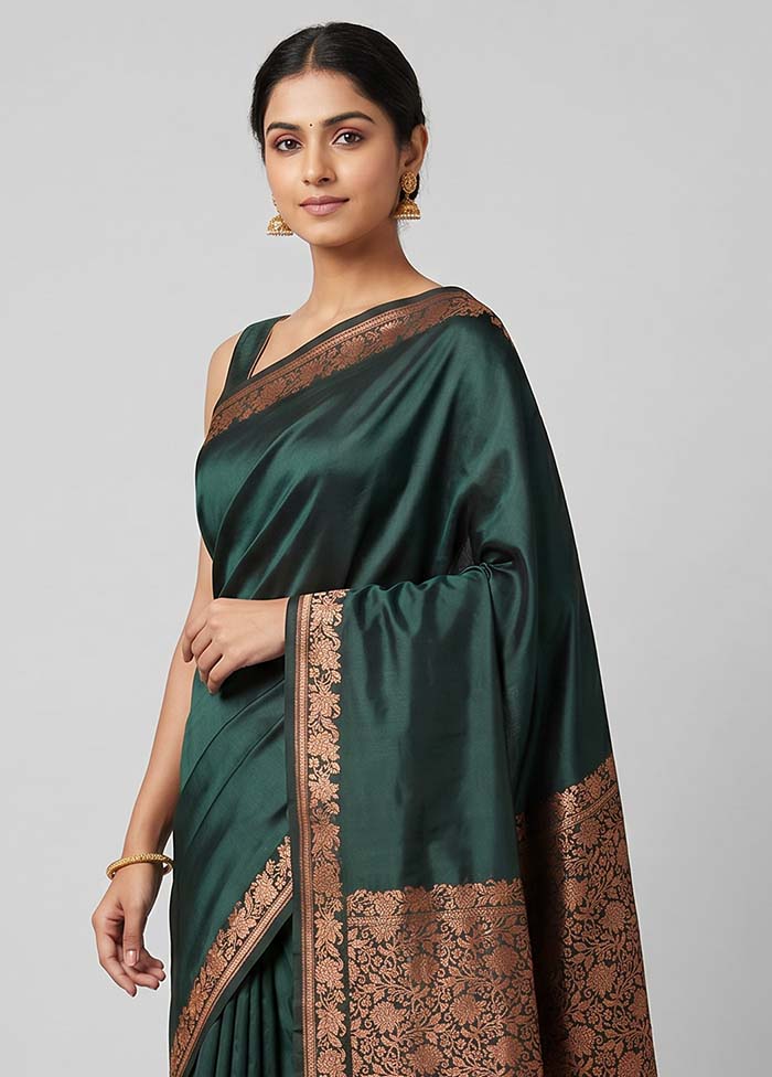 Black Banarasi Silk Saree With Blouse Piece