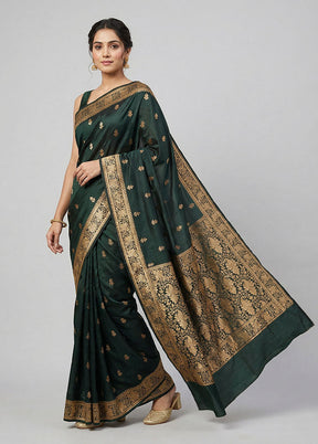 Black Banarasi Silk Saree With Blouse Piece