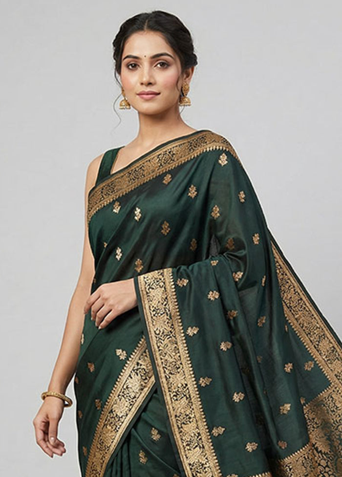 Black Banarasi Silk Saree With Blouse Piece