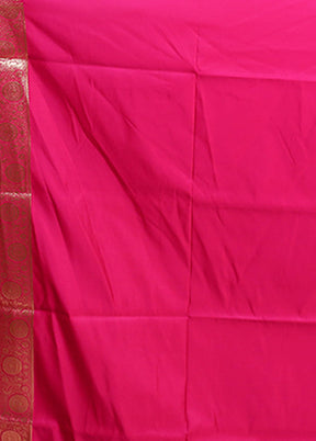 Pink Banarasi Silk Saree With Blouse Piece