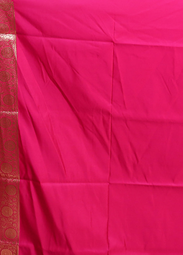 Pink Banarasi Silk Saree With Blouse Piece
