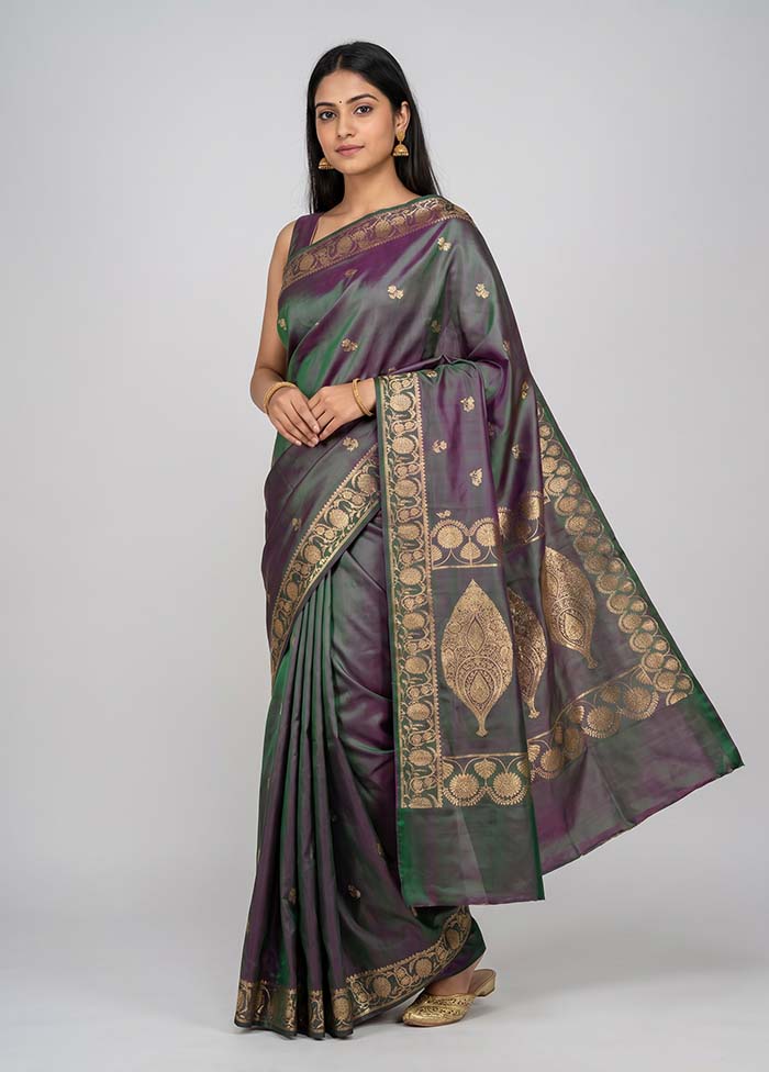 Green Banarasi Silk Saree With Blouse Piece