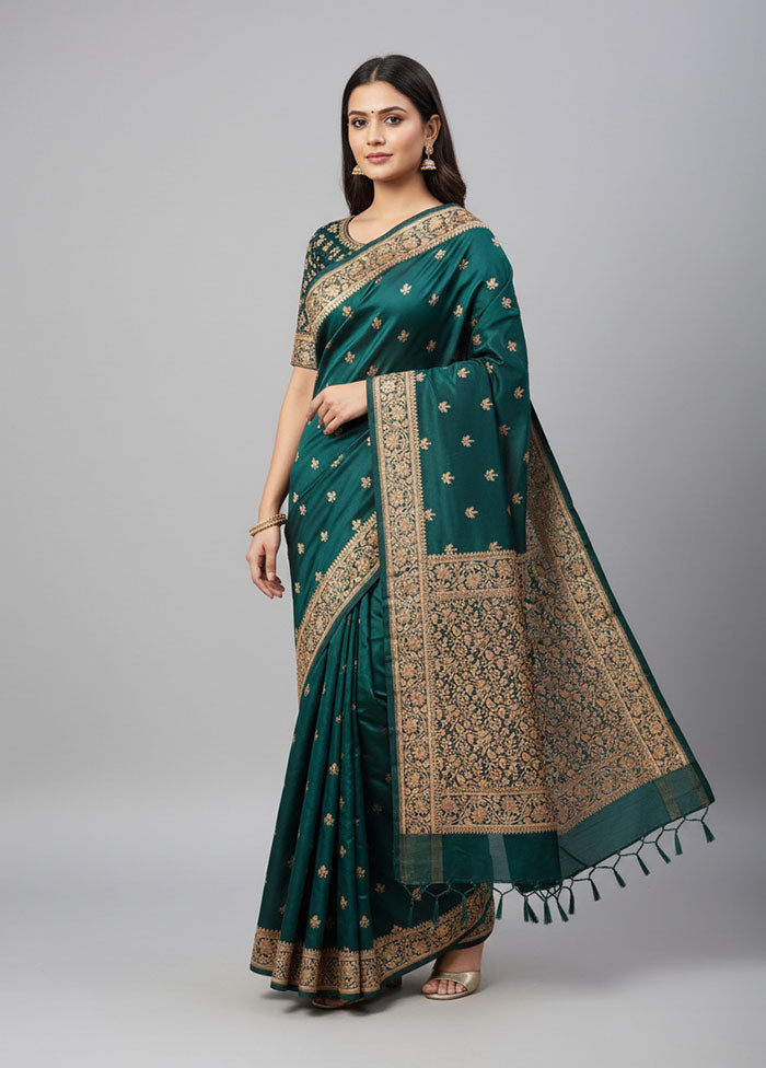 Black Banarasi Silk Saree With Blouse Piece