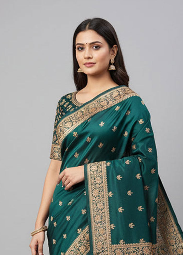 Black Banarasi Silk Saree With Blouse Piece