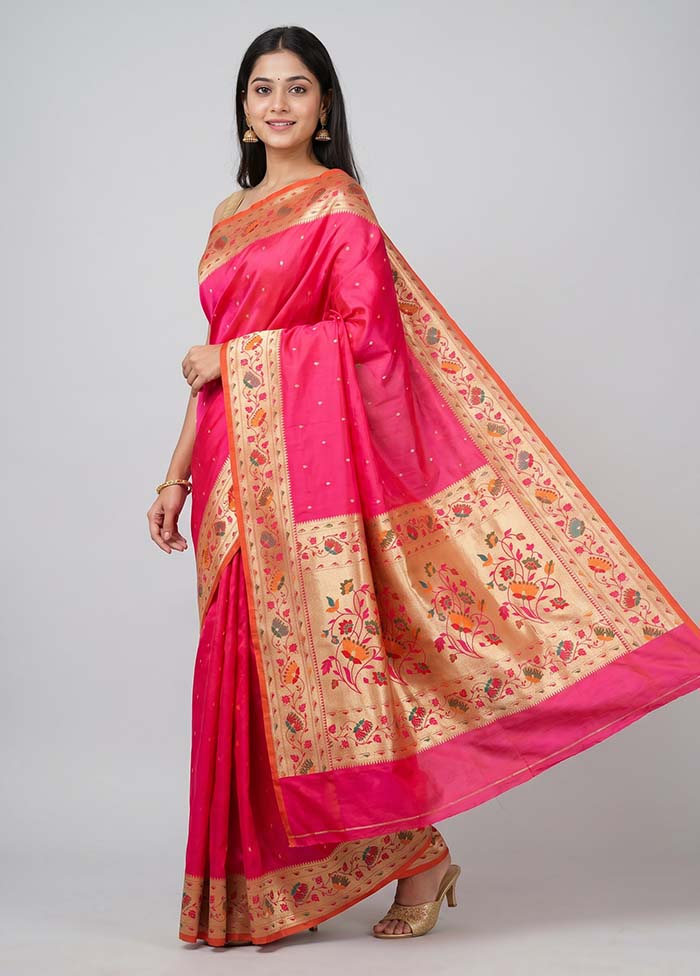 Pink Katan Silk Saree With Blouse Piece