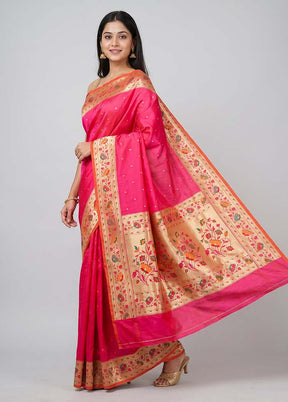 Pink Katan Silk Saree With Blouse Piece