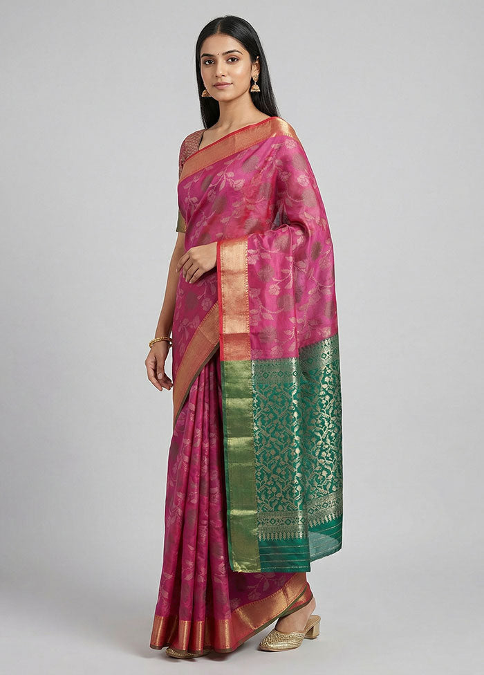 Purple Dupion Silk Saree With Blouse Piece