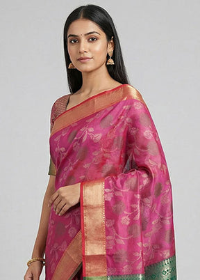 Purple Dupion Silk Saree With Blouse Piece