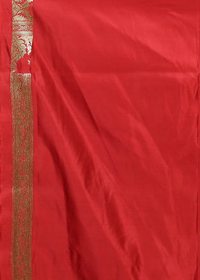 Maroon Banarasi Silk Saree With Blouse Piece