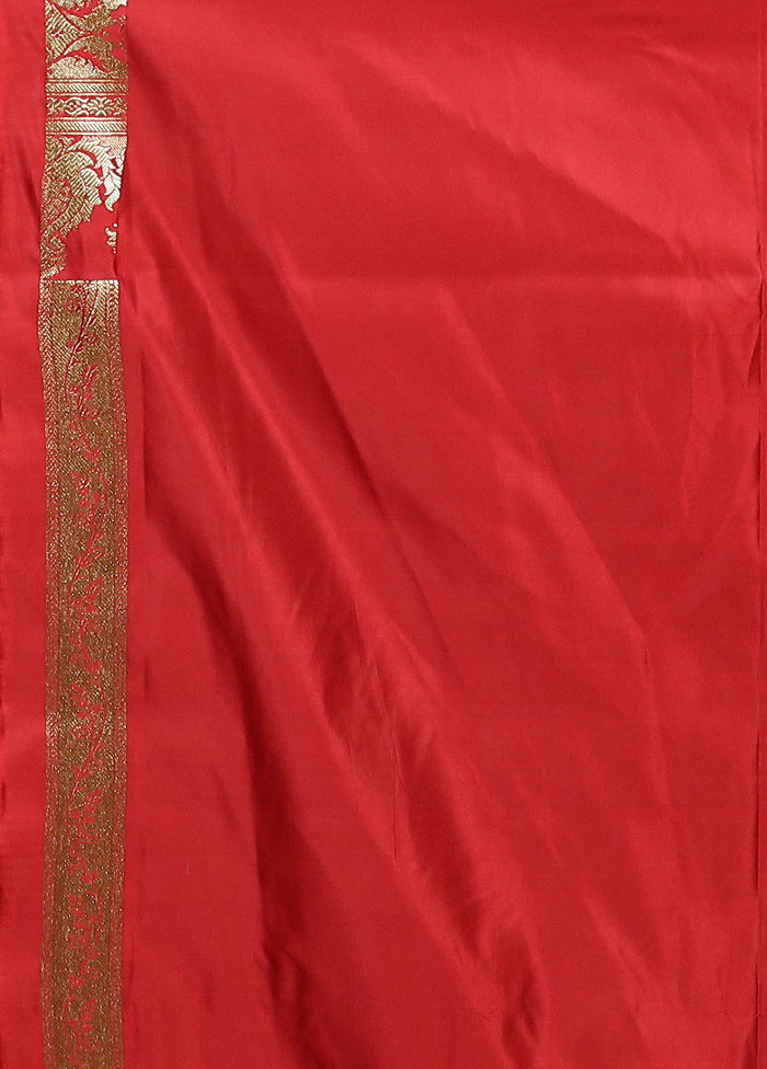Maroon Banarasi Silk Saree With Blouse Piece