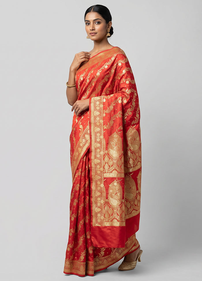 Pink Banarasi Silk Saree With Blouse Piece