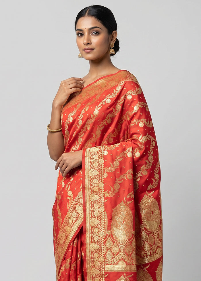 Pink Banarasi Silk Saree With Blouse Piece