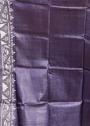 Pink Handloom Kantha Stitch Pure Silk Saree With Blouse Piece