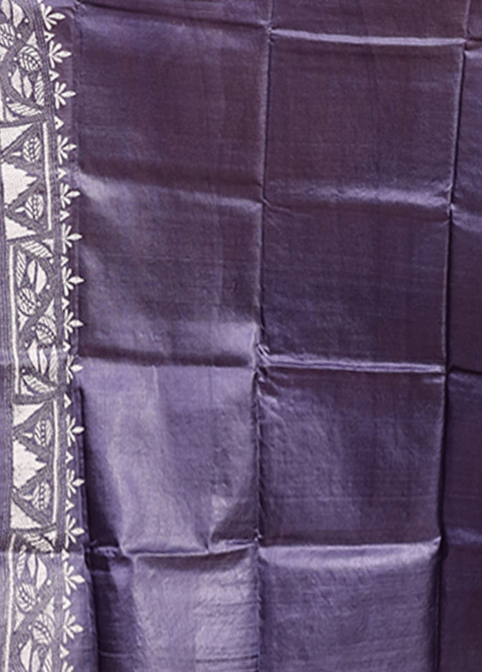 Pink Handloom Kantha Stitch Pure Silk Saree With Blouse Piece