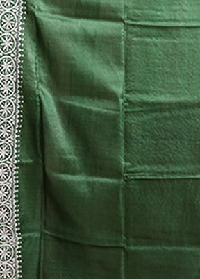 Purple Handloom Kantha Stitch Pure Silk Saree With Blouse Piece