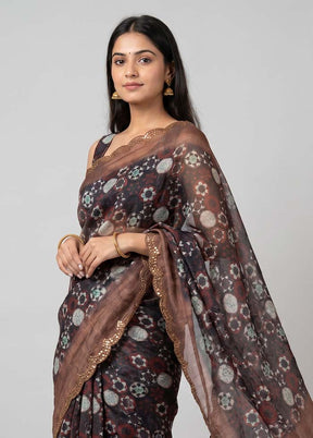 Blue Cotton Saree With Blouse Piece