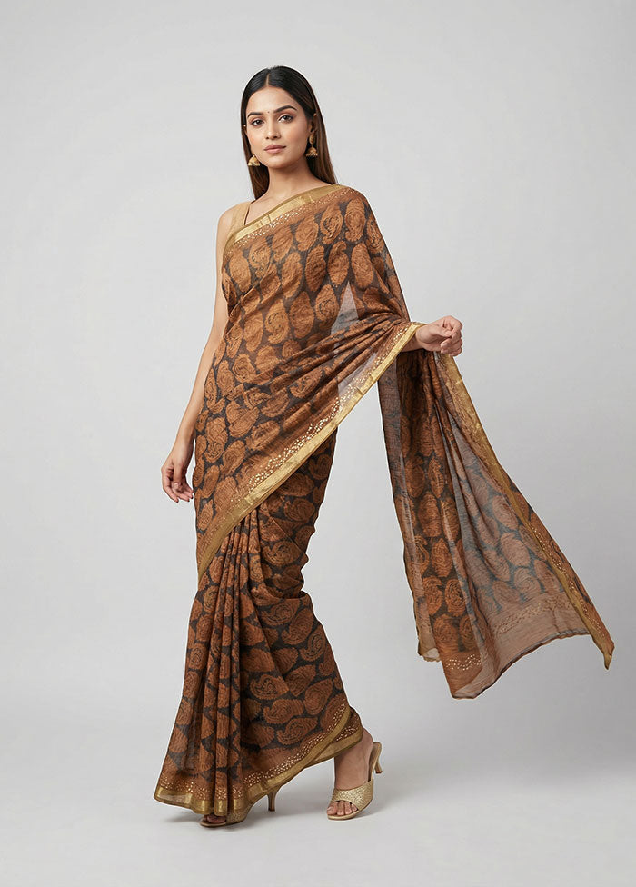 Yellow Cotton Saree With Blouse Piece