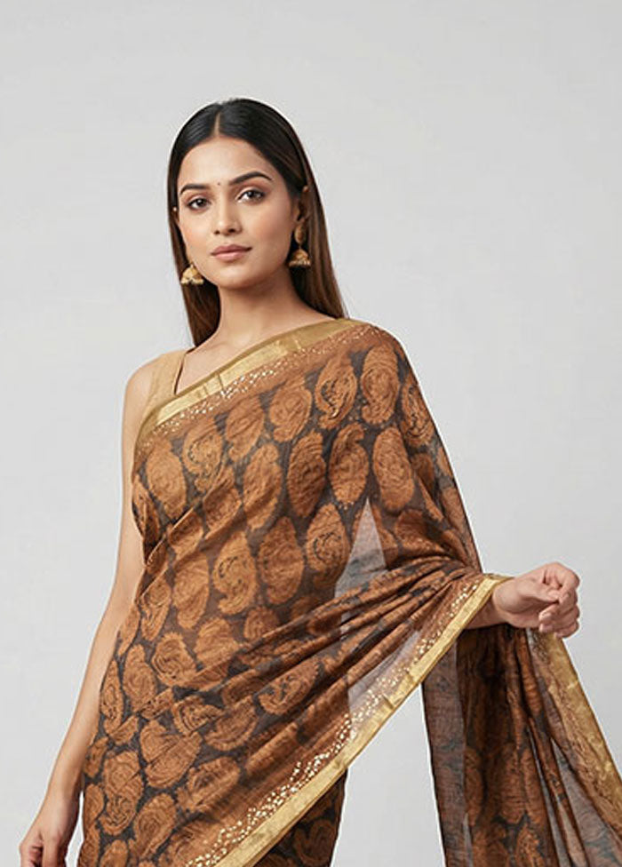 Yellow Cotton Saree With Blouse Piece