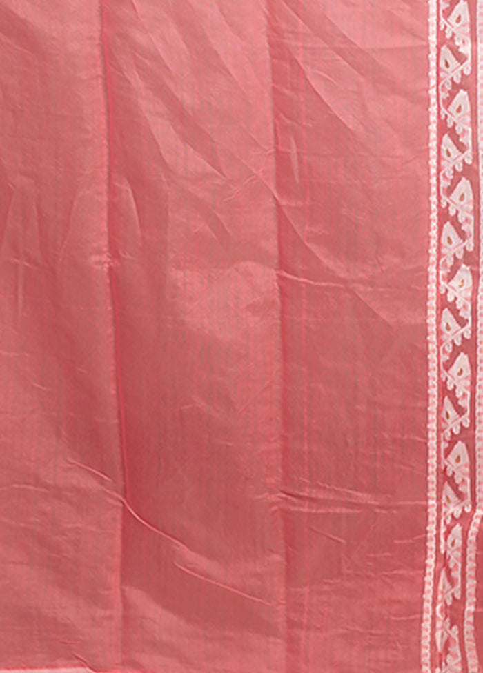 Pink Jamdani Cotton Saree Without Blouse Piece