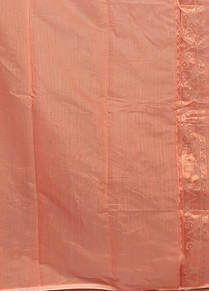 Orange Jamdani Cotton Saree Without Blouse Piece