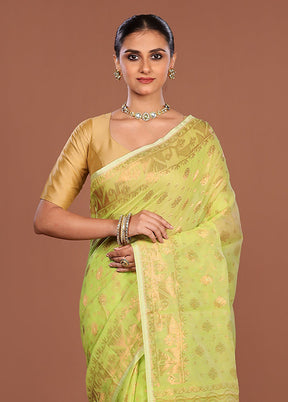 Green Jamdani Cotton Saree Without Blouse Piece