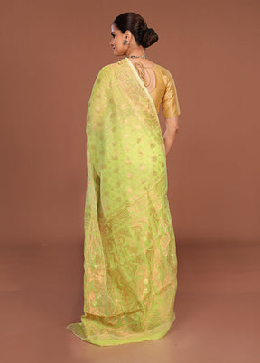 Green Jamdani Cotton Saree Without Blouse Piece