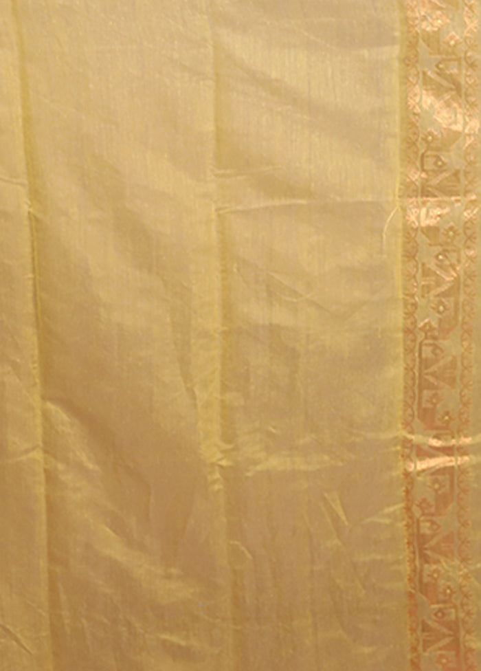 Yellow Jamdani Cotton Saree Without Blouse Piece