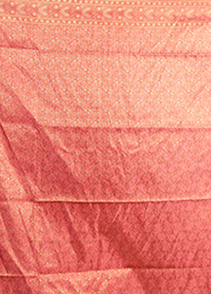 Pink Handloom Jamewar Pure Silk Saree With Blouse Piece